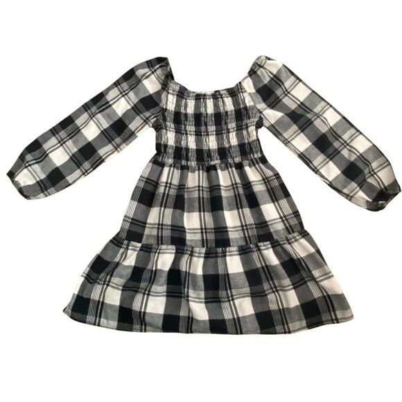 Btween Girls Plaid Flannel Tunic Style Shirt-Black/White-Size 12-GUC - Picture 1 of 7